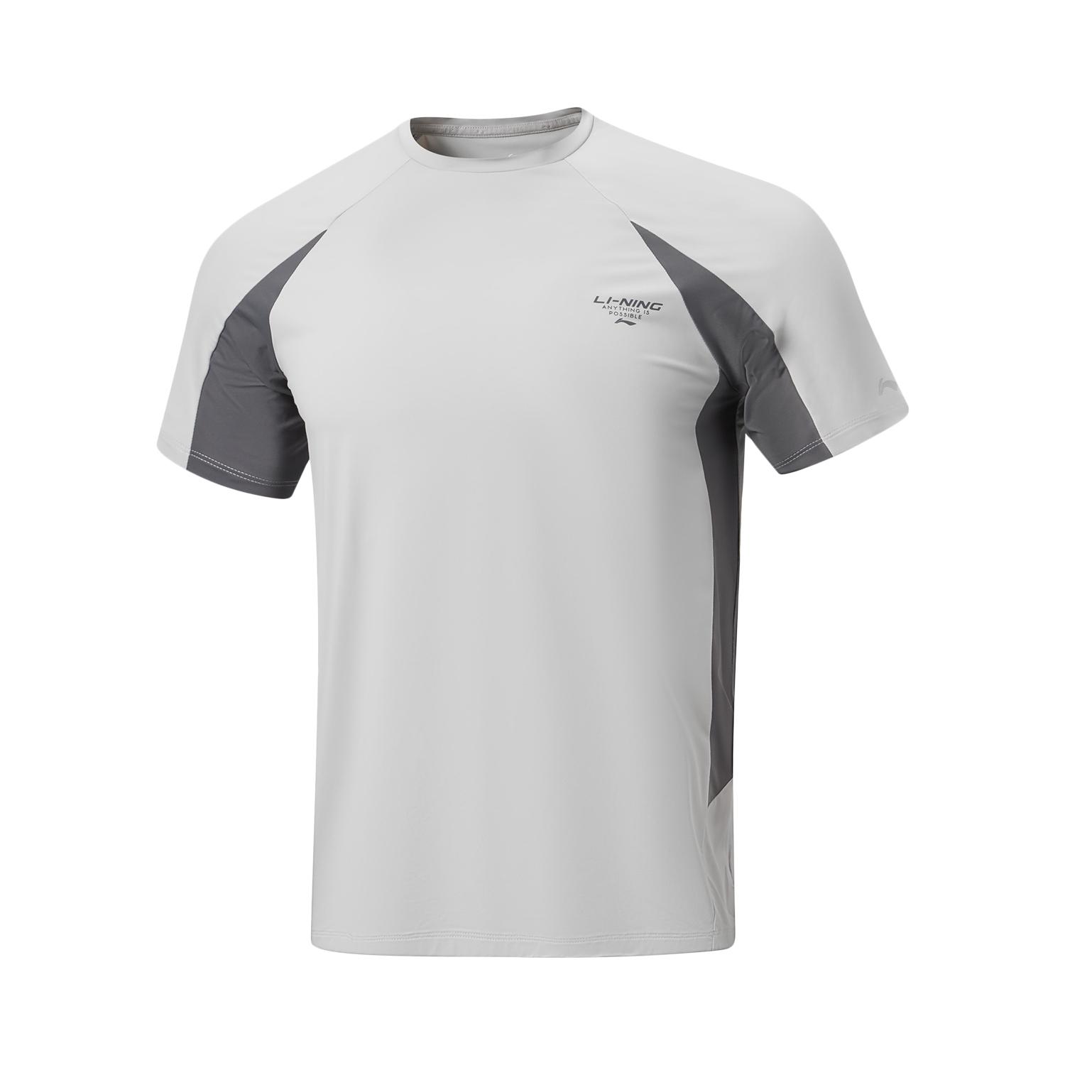 Li-Ning Fitness Series Slim Fit Round Neck Logo Letter Sports T-Shirt Men Tops ATSW393-3 S