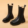 Fashion Winter Boots Lady Women's Rubber Shoes Rain Boots-Women Zipper Round Toe 2024 Med Autumn Ankle Lolita Large Size Rock Fabric Hoo