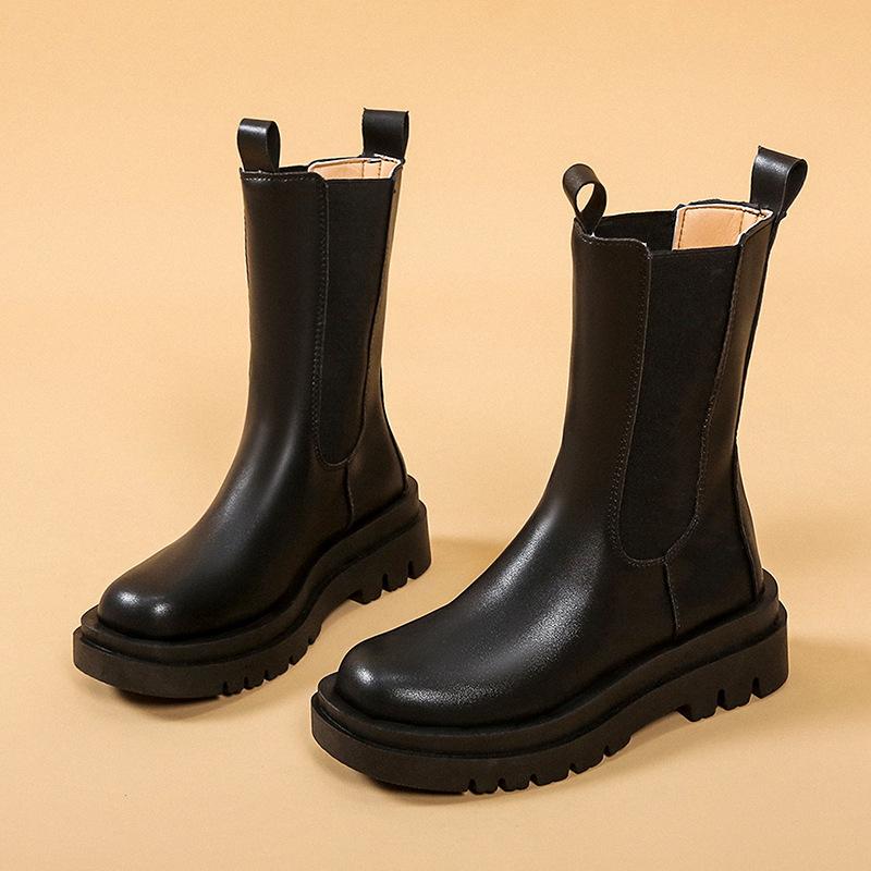 Fashion Winter Boots Lady Women's Rubber Shoes Rain Boots-Women Zipper Round Toe 2024 Med Autumn Ankle Lolita Large Size Rock Fabric Hoo