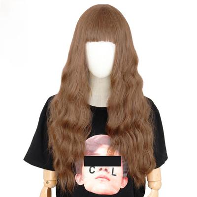 24 Inches Long Light Brown Wig with Liu Haihai Wave Wig Synthetic Fiber Wig Ladies Long Wig Natural Wig Cosplay/daily/party Wig