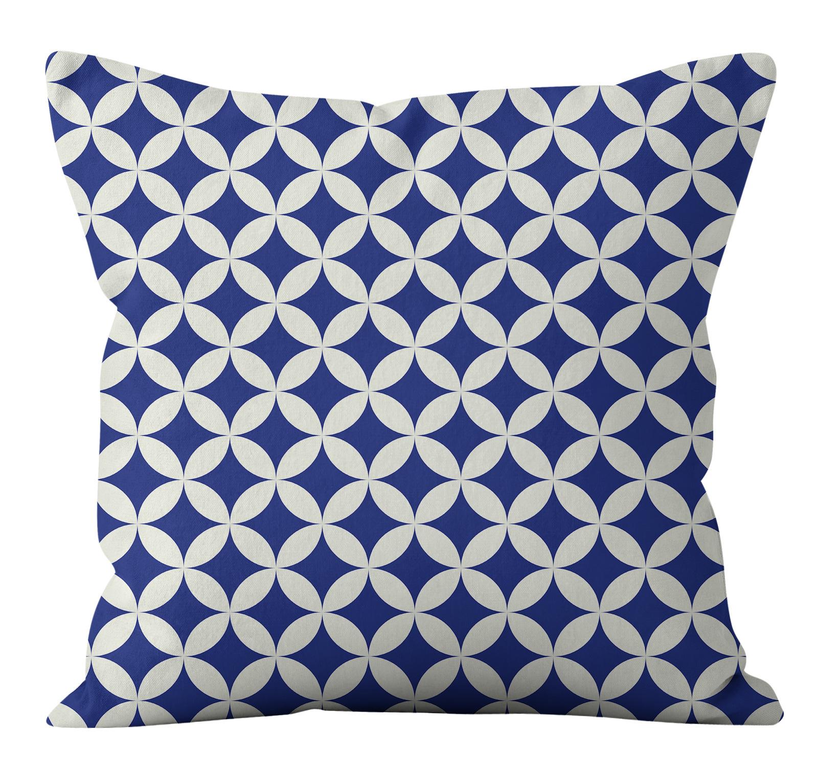 

New Modern Simple Blue Blue And White Porcelain Geometric Pattern Pillow Case Home Summer Sofa Cushion Cover Premium 45X45