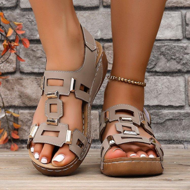 

Large Size Mesh Velcro Platform Sandals for Women, New Style Snapback Open-toe Wedge Beach Sandals 36 хакі