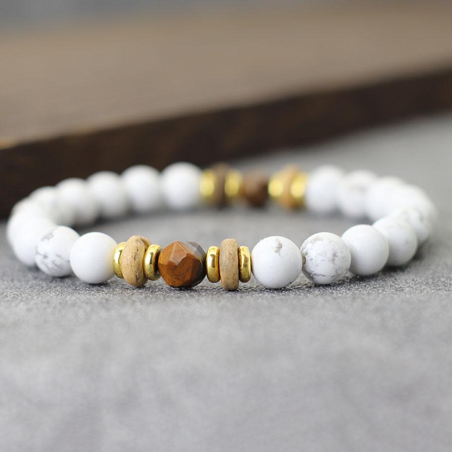 Fashionable Men Natural Stone Handcrafted Bracelet For Everyday Wear Irregular Tiger Eyes Beads Braslet Cool Biker Hand Jewelry