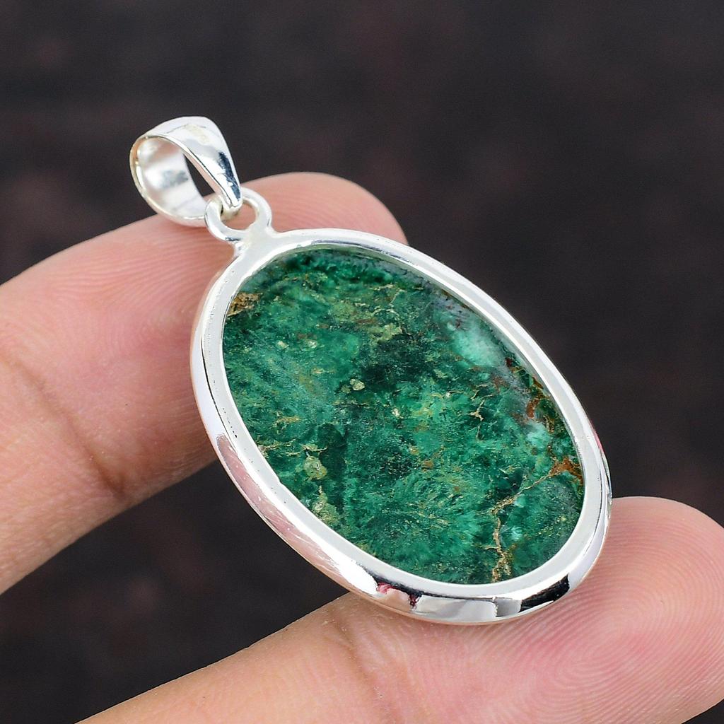 Cuprit Chrysokoll Anhänger Hochwertiger Edelstein Anhänger 925 Sterling Silber Anhänger Handgemacht Ethnischer Schmuck Anhänger als Geschenk Heilstein