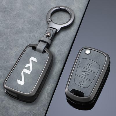 Zinc Alloy Leather Car Key Cover 3 Buttons Flip Folding Key Case For K2 K5 Rio 3 Picanto Ceed Cerato Sportage  Accessories