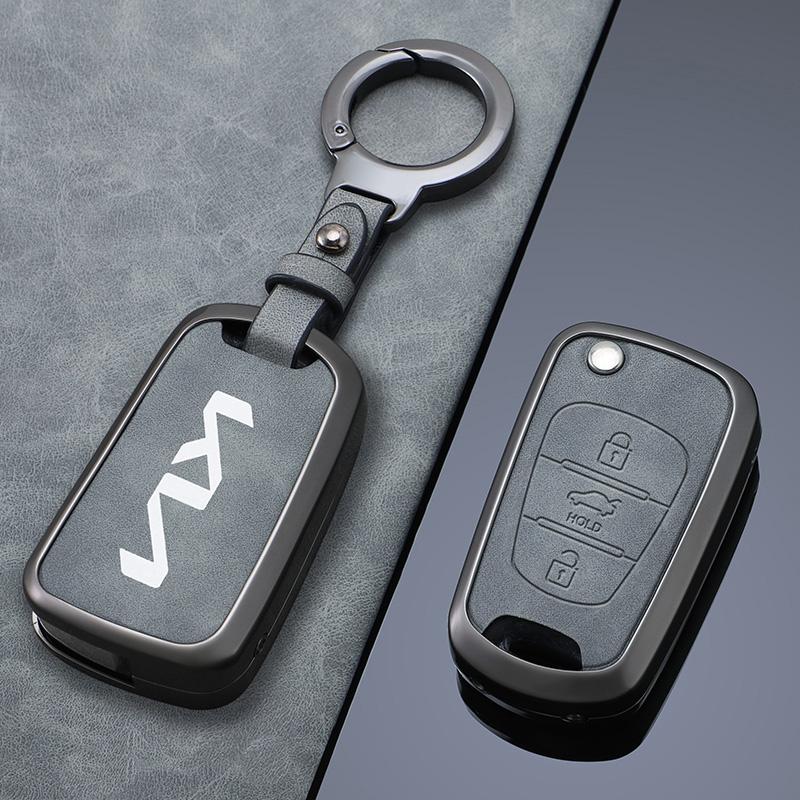 Zinc Alloy Leather Car Key Cover 3 Buttons Flip Folding Key Case For Kia K2 K5 Rio 3 Picanto Ceed Cerato Sportage Accessories wscap11