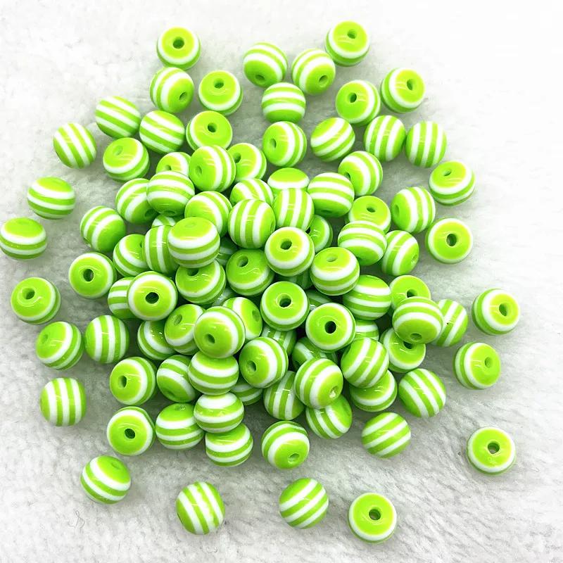 8/10/12mm Round Resin Beads Stripe Spacer Beads for Jewelry Making Children Handcraft Department DIY Bracelet Accessories