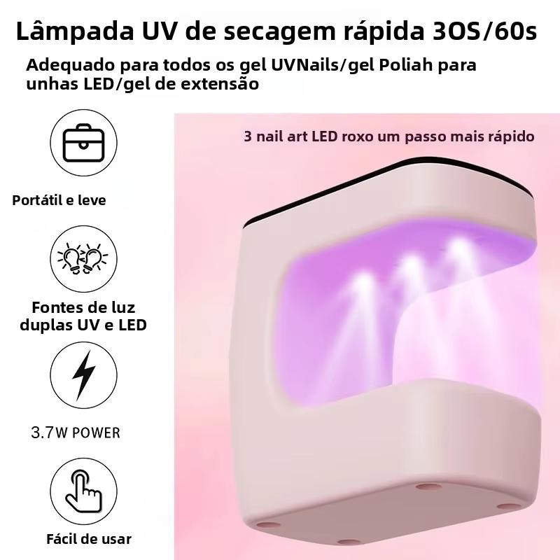 USB Nail Drying Lamp New Mini Rechargeable Timed Display UV LED Lamp Quick Drying For Gel Nail Polish Dryer Home Travel Use