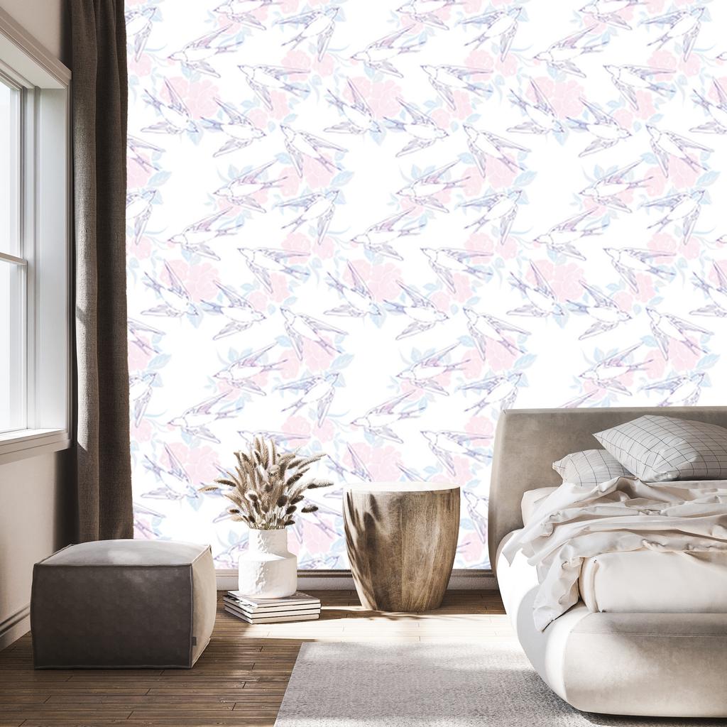 Flying Swallows Wallpaper for Living Room and Bedroom 50x1000