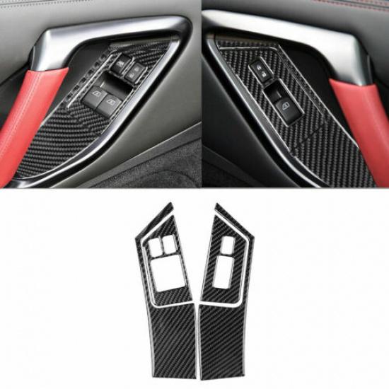 4 Pièces Fibre de Carbone Couvercle de Panneau de Commutateur de Lève-Vitre Garniture Pour Nissan GT-R R35 08-16