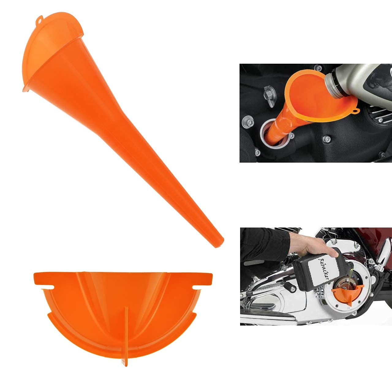 

HDBUBALUS Motorcycle 9 Crankcase Fill Funnel Primary Case Oil Fill Set for Harley Orange