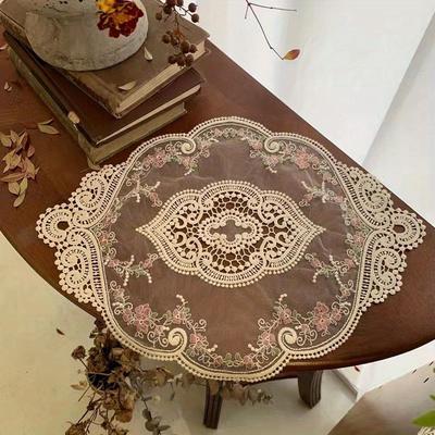 Vintage Spitze Tischdecke Rose Bestickte Tischmatte Pastoraler Europäischer Stil Hochzeitsfeier Esstisch Dekoration Rose Platzset