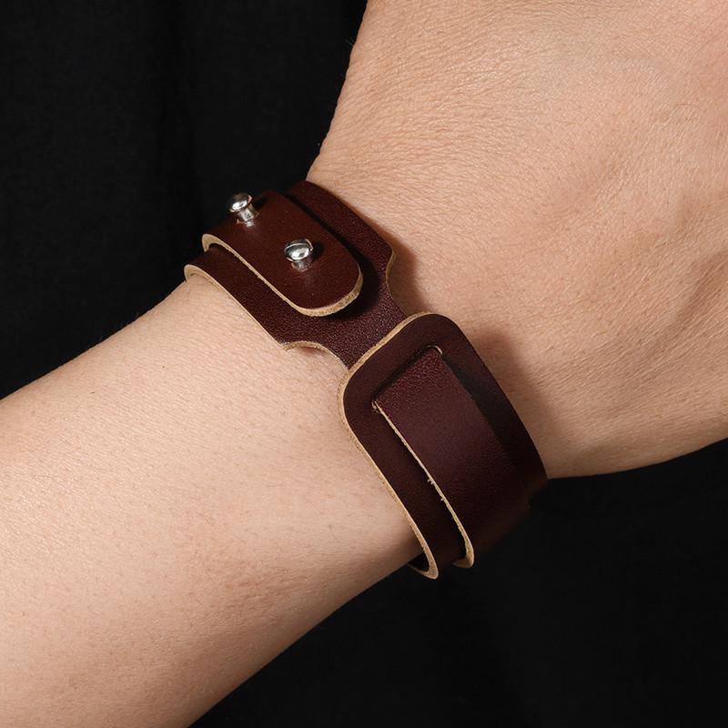 Trend Jewelry Vintage Handmade Weave Genuine Leather Bracelet Men Personalized Cuff Wide Leather Bracelet Pulsera Hombre