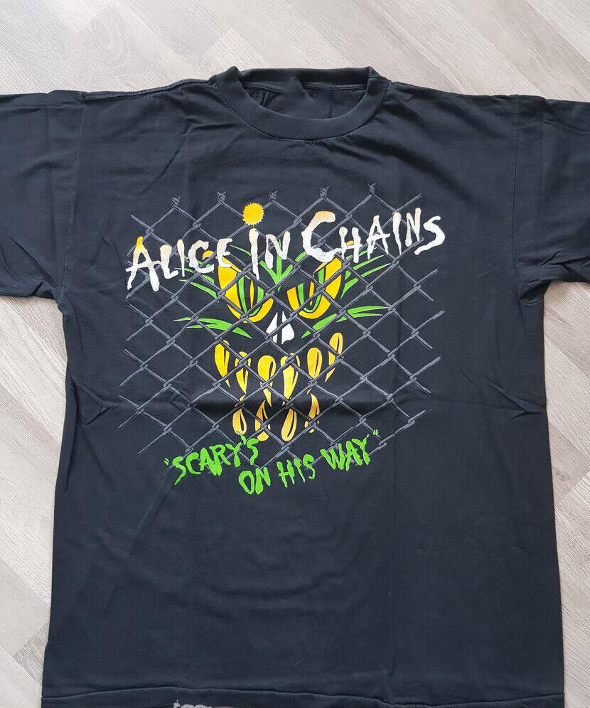 Rare 90s Alice In Chains Tour Short Sleeve Black All Size Shirt Unisex T-Shirt L