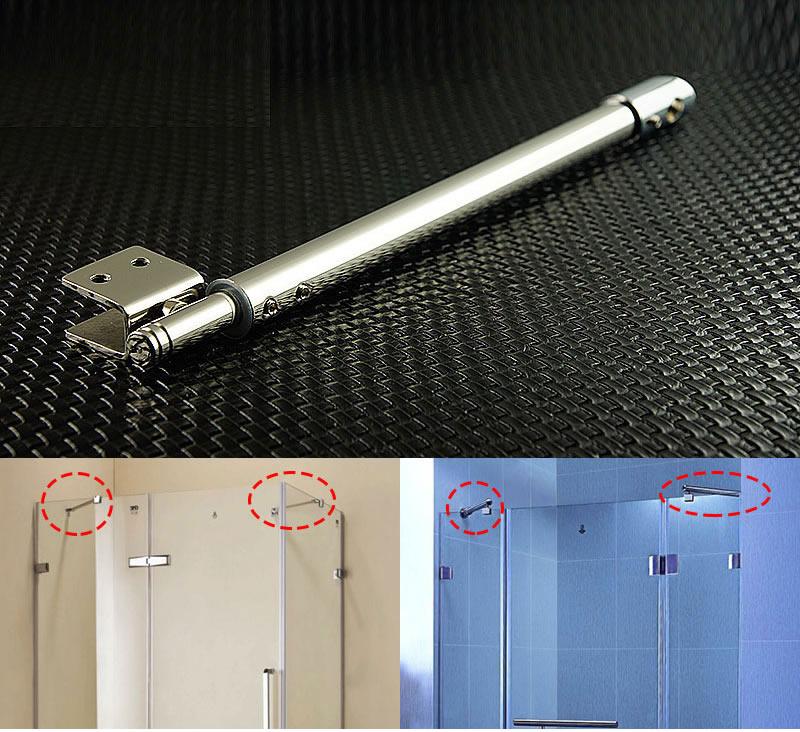 Edelstahl Duschglas Tür feste Stange/Klemme, Badezimmer Glasstützstange, Abgeschrägte Klemme, Dehnbare Länge, Duschzubehör