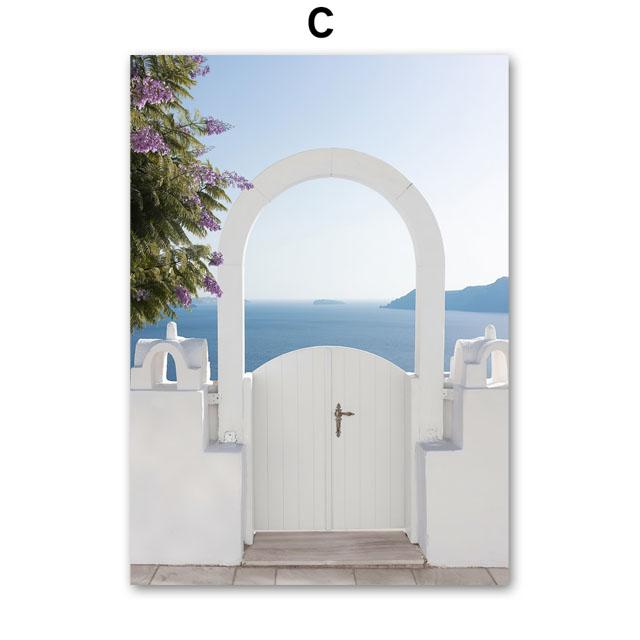 Santorini Sonne Zitronenbaum Vase Abstrakte Landschaft Poster und Drucke Wandkunst Leinwandmalerei Bilder Für Wohnzimmer Heimdekor