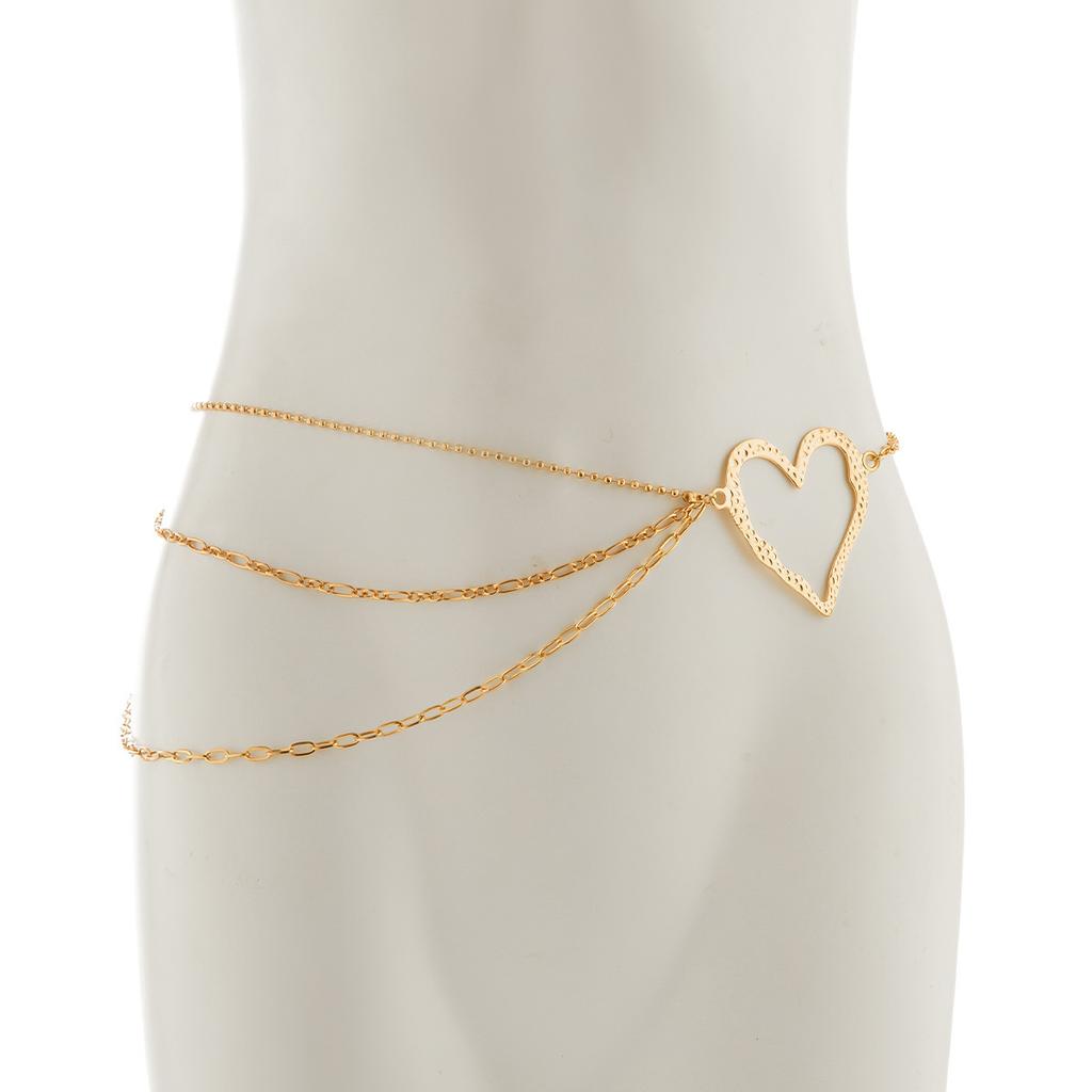 Sweet And Cool Exaggerated Big Love Waist Chain Female Personality Metal Thin Chain Body Chain Bodychain