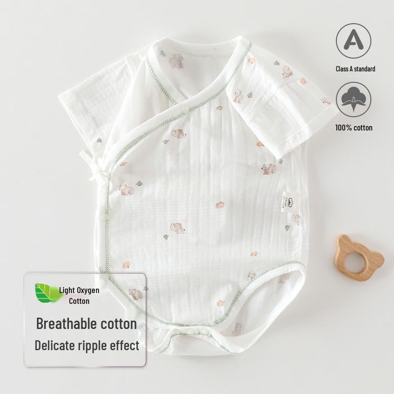 A-Class Cotton Baby Romper - Breathable Summer Jumpsuit with Snap Crotch for Newborns