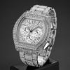 Gold Watch For Men Hip Hop Bling Bling Tonneau Quartz Watches For Large Man Waterproof Millerable Hand Clock Gift