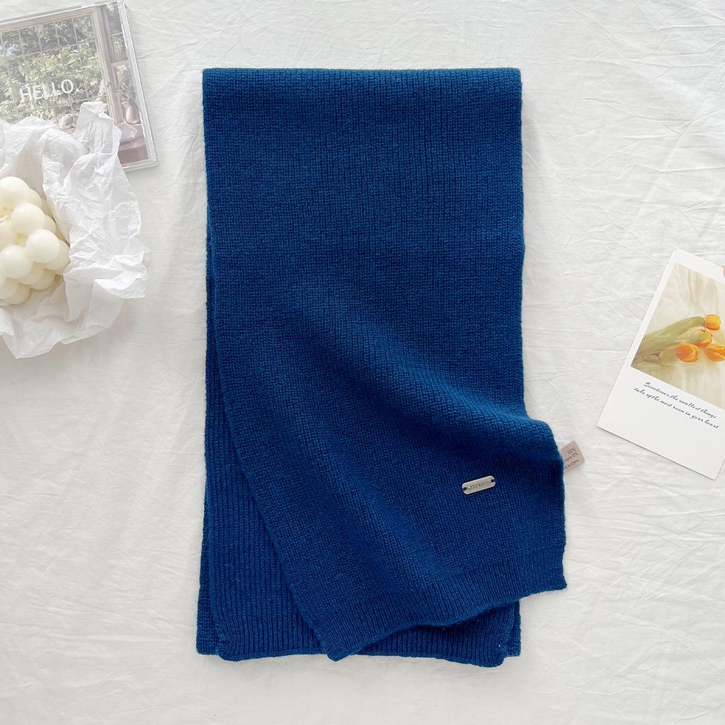 New 100% Wool Scarf Winter  Solid Color Warm and Cold proof Women's Scarf Fashion Versatile Knitted Scarf