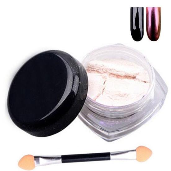 Speil kromeffekt pulverpigment neglekunstmanikyr med dobbel endebørste