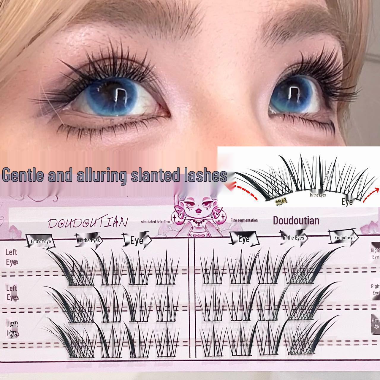 Doudou Sweet & Charming Fox Eye Накладные ресницы, Прозрачные и Натуральные, Стиль Косплей и Комиксов, Плотный Китайский Стиль.
