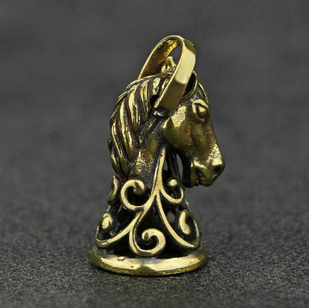 Kaimed Horse Brass Brass Guardian Bell Chess Amulet Key Holder Harley Rider Traffic Safety
