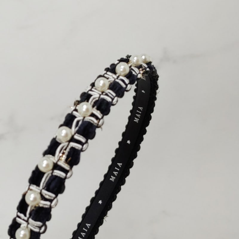 MAIA Perlen Stirnband - Schwarz