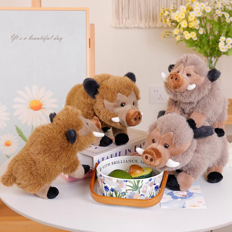 25/30cm Simulation Wild Boar Pig Animal Plush Toy Soft Furniture Decoration Long Hair Throw Pillow Fun Cartoon Christmas Gifts