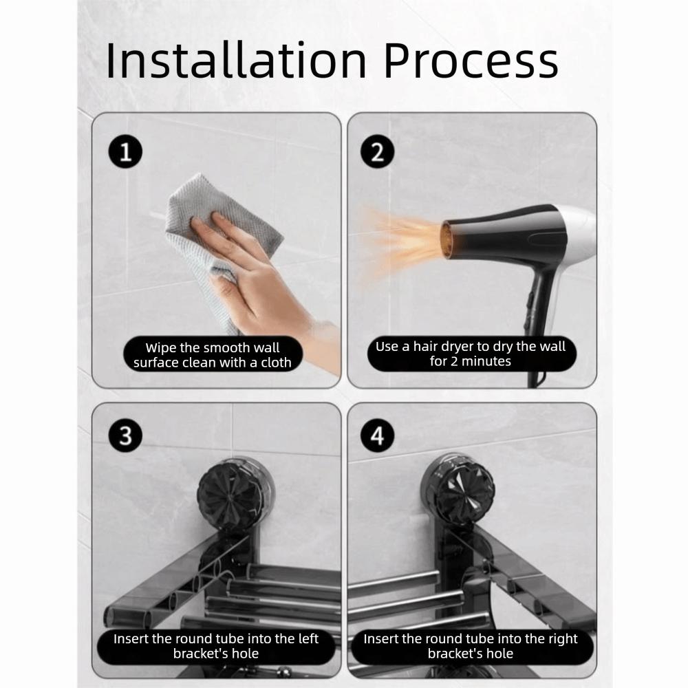 Wall Mount Toilet Storage Rack Vacuum Suction Cup Towel Rack Bathroom Towel Holder With Hook  Home