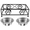 Elevated Pet Feeder Bowl with Stand Stainless Steel Double Bowl Anti Tip Pet Dish Holder for Cat Dog Improve Feeding Posture