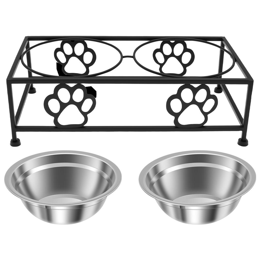 Elevated Pet Feeder Bowl with Stand Stainless Steel Double Bowl Anti Tip Pet Dish Holder for Cat Dog Improve Feeding Posture