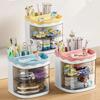 Cartoon Plastic Desktop Organizer Multi Compartment Storage for Makeup Brushes Pens Cosmetics