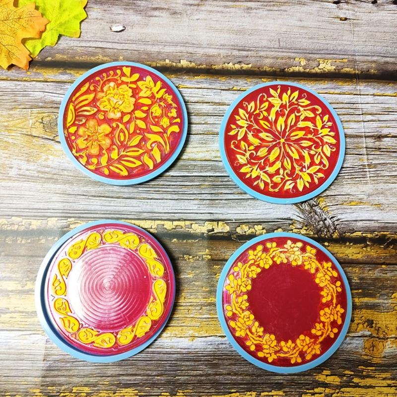 Multifunctional Coaster Silicone Mold Vintage Flower Mats Silicone Mold Ornament Gift for DIY Epoxy Making Cups Crafts