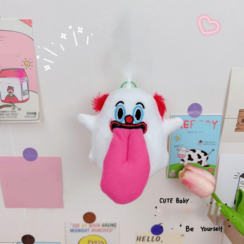 Spitting Tongue Plush Keychain Ornament Cute Little Ghost Hanging Decoration for Backpack Type 1