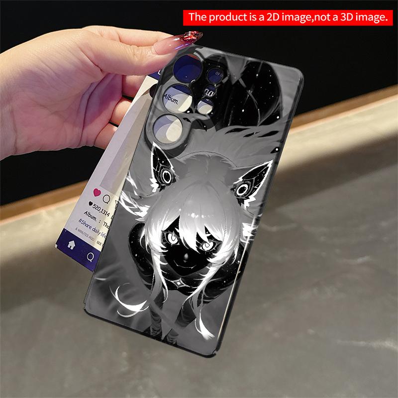 2DFlat Samsung phone case Cosmic Fox Girl Monochrome Art Phone Case Applicable to Galaxy S22 S23 S24 S25ULTRA S26 A12 A13 A14 A15 A16