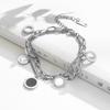 Hollow Roman Numeral Titanium Steel Bracelet for Women, Double-Sided Shell Double-Layer Chain Jewelry18k Rose gold has a trendy vibe