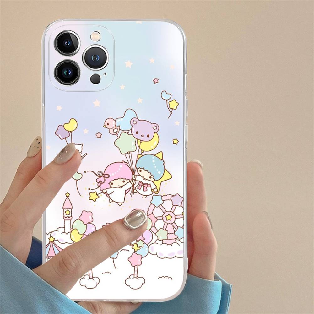 

L-Little Twin Stars Для iPhone 17 16 15 14 13 12 Mini 11 Pro Max Прозрачный чехол iPhone 15