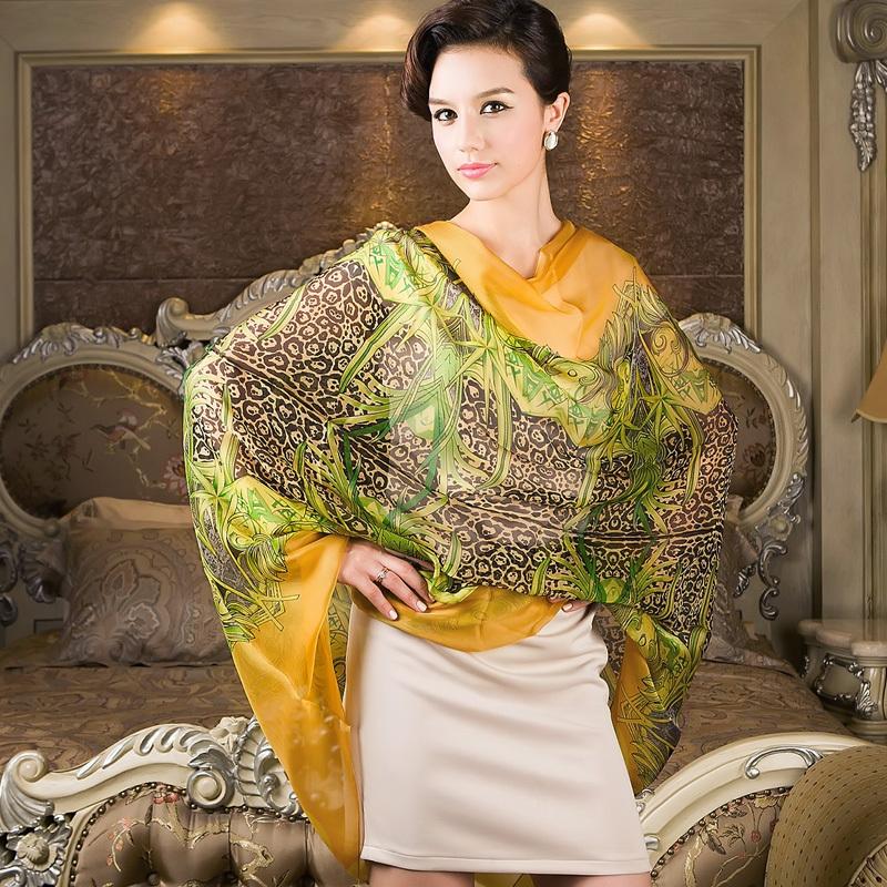 New Red Women Long Silk Scarf Shawl Printed Female Spring Autumn Silk Scarf Wraps Fashionable Casual All-Match Cape Scarves