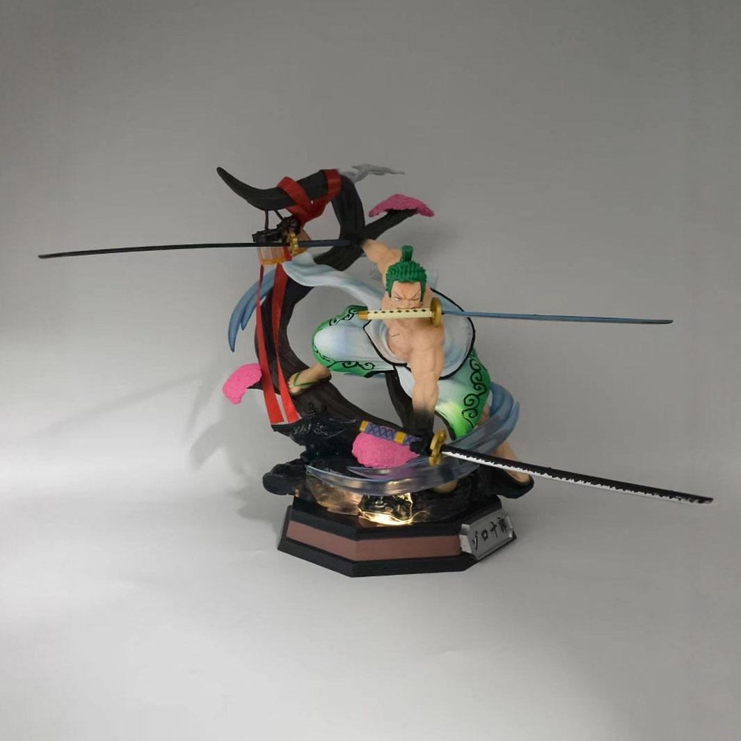 

One Piece GK Kimono Roronoa Zoro Three-Knife Flow Figure Action Scene PVC Collection Decoration Toy Gift 25cm