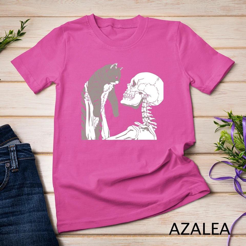 Skeleton Holding A Cat Shirt Lazy Halloween Costume Skull T-Shirt Unisex T-shirt 7 L
