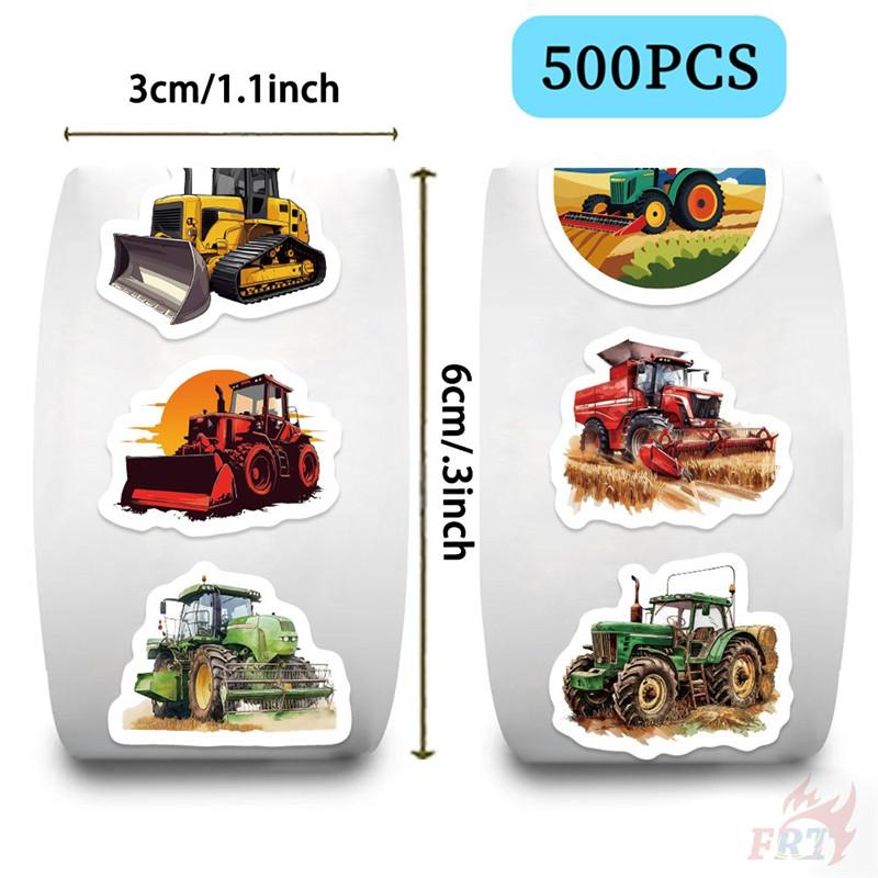 500Pcs/Roll Farm Tractors Kids Rewards Stickers - DIY Scrapbooks Album Decor Sealing Label Decals