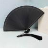 Artisanal Bamboos Folding Hand Fan Minimalists Handmade Craft Cooling Fan with Tassels Festivals Teas Ceremonies Decors