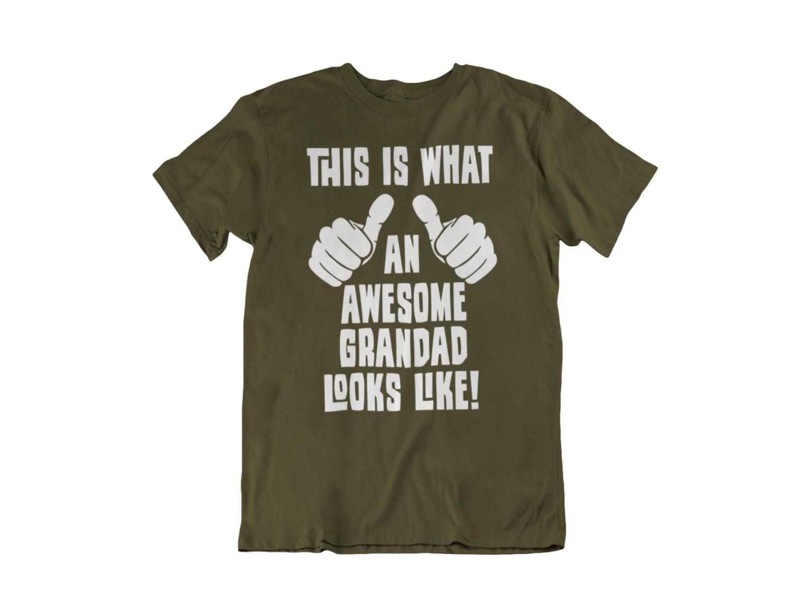 Mens AWESOME GRANDAD Looks Like Christmas T-Shirt Mens Womens Tees Top Gift For Grandfather Grampy S