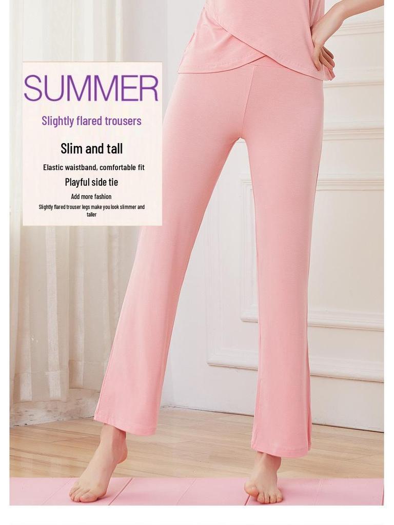 Svarta bomullsbyxor med utsvängda ben för damer, för träning - Klassisk, Folklig, Latin och Square