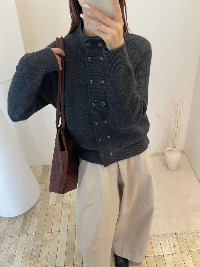 Women's Winter Japanese Style Loose Double-Breasted Knit Cardigan
