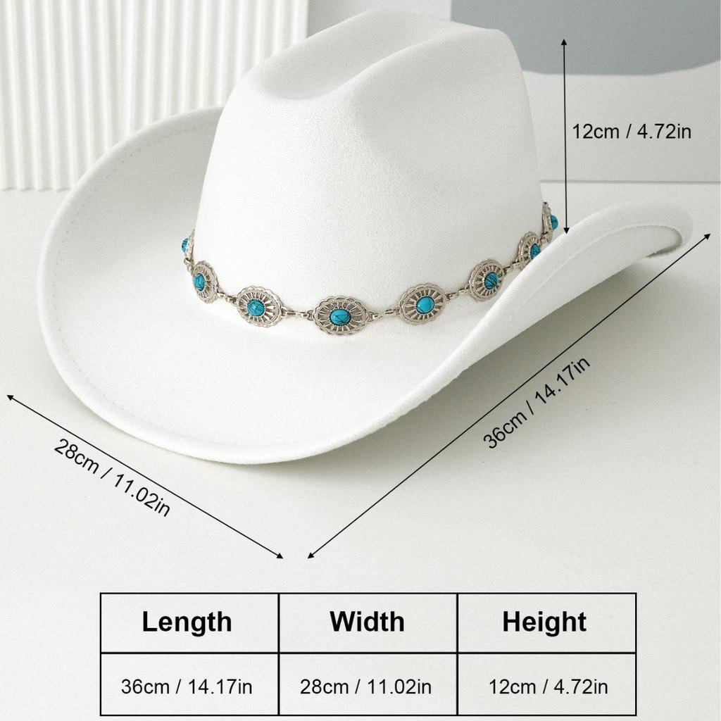 Trendy Unisex Turquoise Fedora with Bohemian Wide Brim for Parties