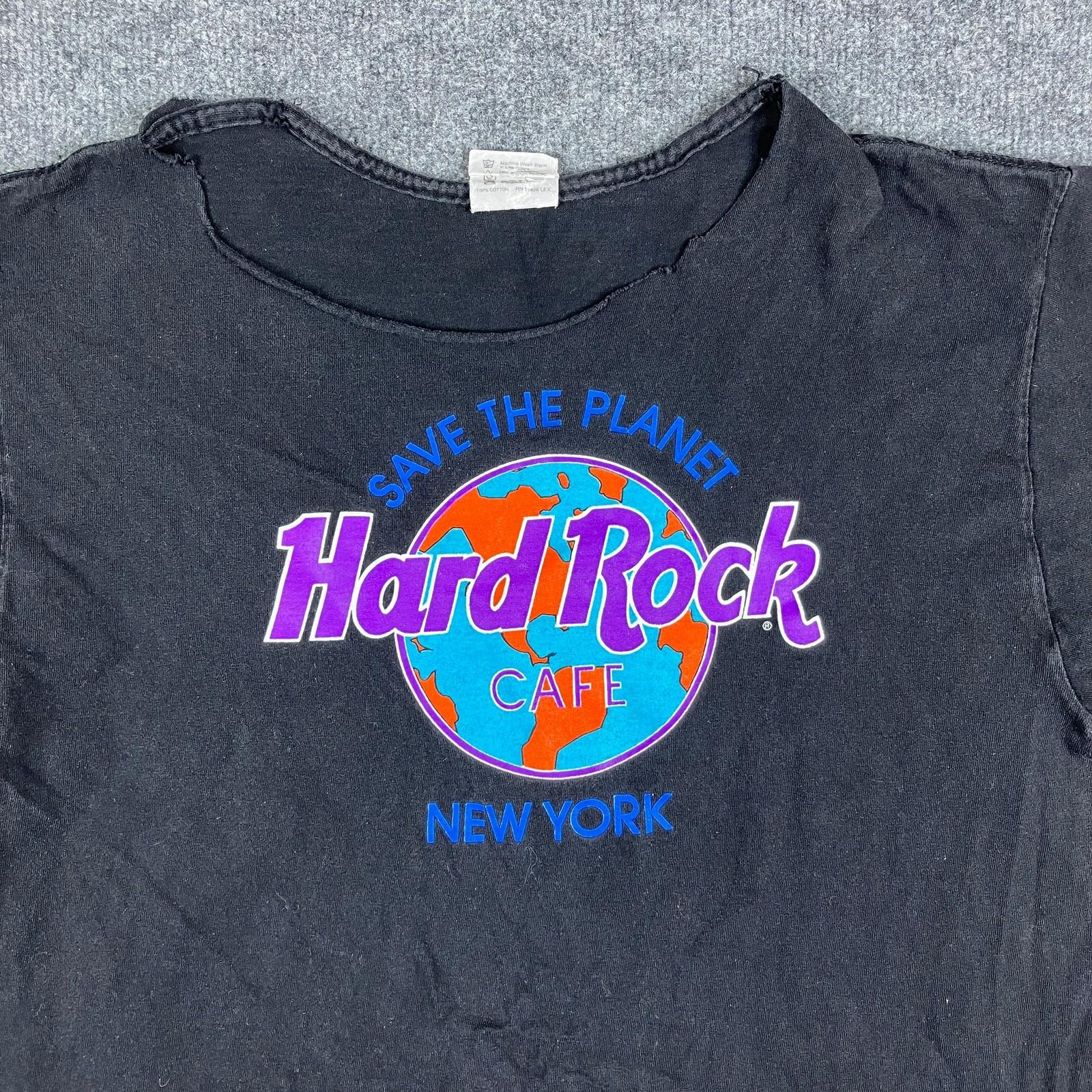 Hard Rock Cafe T-Shirt Womens L Black Save The Planet NYC Graphic Vintage L