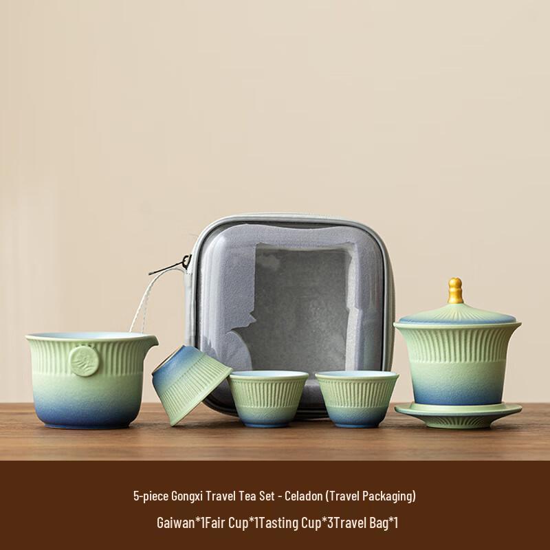 

LIU Forbidden City Portable Ceramic Tea Set 1 Pot, 3 Cups & Fair Cup