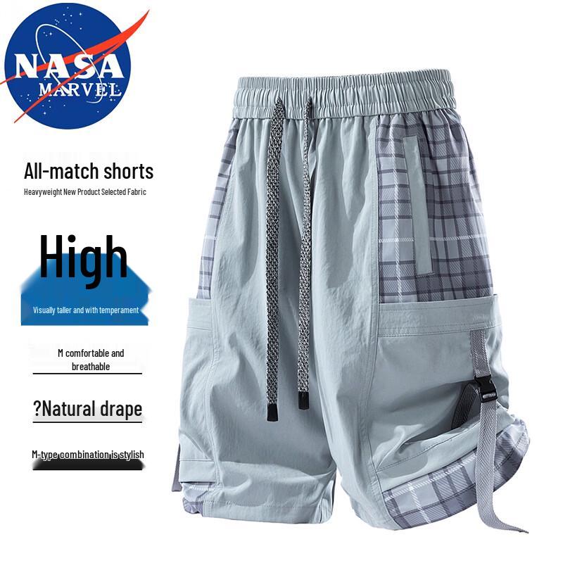 NASA MARVEL Men s Plaid Patchwork Cargo Shorts XL